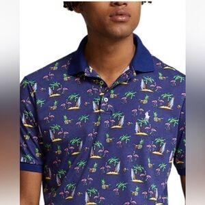 Polo Ralph Lauren Polo Shirt Mens 4XLT Blue Tropical Flamingo Pineapple NWT
